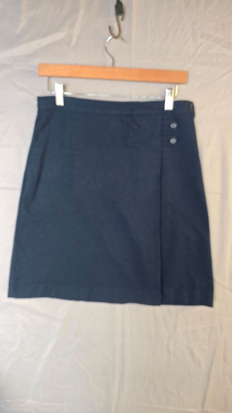 Lands' End Skirt Girls 14 Blue Twill A Line Pleated Button School Uniformm,